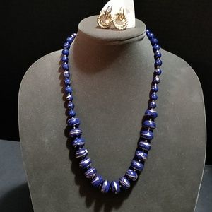 SOLD! 🌞Blue & Gold Necklace & Earring Set 2